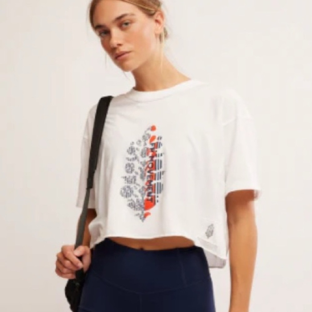 FP Movement Inspire Logo Tee In white Combo Retail $48 NWT
